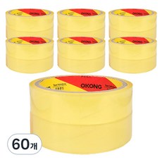 OKONG 中包裝 文具 水車輪 補充用 辦公用 OPP膠帶 24mm x 20m, 透明, 60個