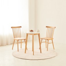 동서가구 레니아 원목 600 원형 테이블 + 의자 2p 방문설치, 식탁(화이트), 의자(원목)