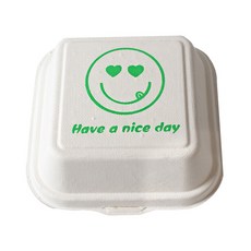 Picnic&Package 紙漿一體式便當盒 綠色美好的一天 25入 + 紅色格紋蠟紙 10張, 1個, 25個