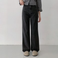 플랜데이 여성용 롱/미디움/숏 기장 고니 세미와이드 데님팬츠