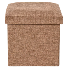 棉麻收納凳 30x30cm 多功能儲物凳 棉麻布+密集板, 咖色, 1個