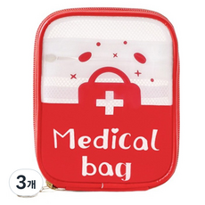 소담몰 응급 여행용 구급 투명 파우치 레드 S 11 x 2.5 x 14 cm, 3개