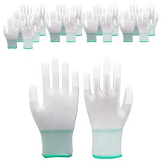 嘉鴻牌 合手型PU塗指棉紗手套 M碼 白色 10雙入 工作防護手套, 1包