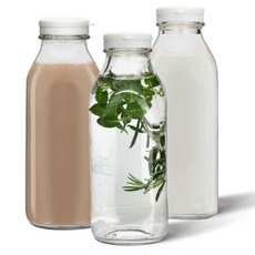 미르코리아 헥사 실리콘 사각 보틀 유리병 화이트, 1L, 3개