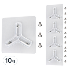 ALLGORR 免鑽孔黏貼式纖薄螺絲貼片 可調式 3孔, 10個