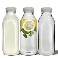 미르 헥사 실리콘 사각 보틀 유리병 그레이, 1L, 3개