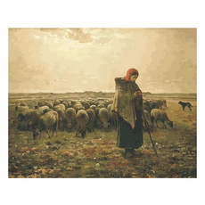 ArtLife 藝術生活 數字油畫DIY DT086, 米勒 牧羊女與羊群, 1個