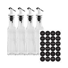 Lifeonly 油瓶 一鍵式倒油嘴油瓶 小號 250ml x 4入 + 24種標籤組, 1套