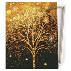 iLovePainting DIY 畫框式風景清爽寶石十字繡 40 x 50, N28金色樹枝, 1套