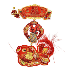 富貴吉祥賀歲吊飾, 紅色, 3個