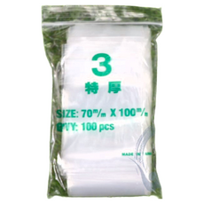 PE夾鏈袋 加厚款 3號袋, 100個, 10包, 100 x 70 x 0.08mm