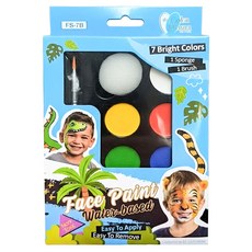 Lucky Art 蠟藝 叢林系列 水性人體彩繪 Set 7色, 附海綿和刷子, 60g