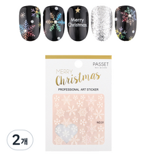 파셋 크리스마스 네일아트용 스티커, No 31 눈꽃 화이트, 2개