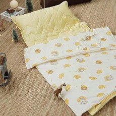 BUHO 布歐 便攜式天然純棉透氣雙層紗兒童睡墊四季被三件組 CC10 1kg, 萌趣, 3件