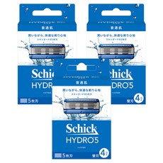 Schick 舒適牌 HYDRO5 水次元5刮鬍刀頭, 5刀片 4入 保濕凝膠 經典清爽款, 3盒