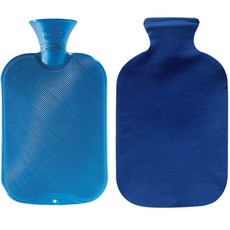 fashy 雙面壓紋熱水袋 2L 隨機出貨+棉質防燙布套 藍色, 1套