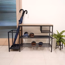 Steel Tycoon 鋼鐵力士 仿古木鞋架 30.5x95.5x60.5cm, 深木色, 1個