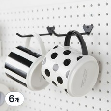 타공판닷컴 프리미엄 이중후크 L, 블랙, 6개