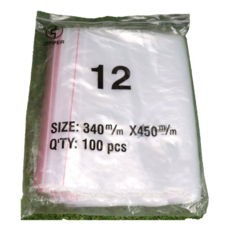 ZIPPER 透明PE夾鏈袋 有紅線 12號袋, 340 x 450mm, 100入, 1包