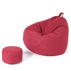 편안한 빈백 소파 플래그 120 x 140 cm + 발쿠션 세트, 클래식 레드