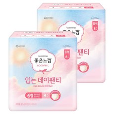 좋은느낌 입는 데이팬티 생리대, 중형, 8개입, 2개