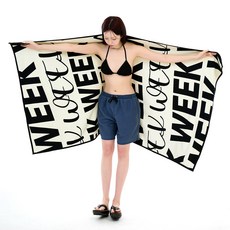 WEEK9 大型Signal海灘巾, 1個, 米色