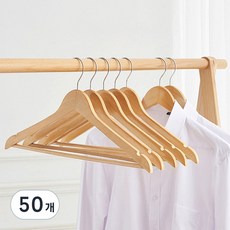 Back to Basics 經典原木上衣衣架, 自然木色, 50個