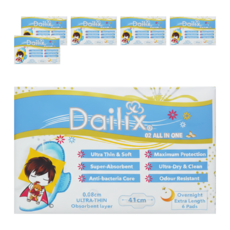Dailix 吸血鬼超瞬吸 抑菌淨味乾爽衛生棉 護翼型, 夜用超長型(41cm), 6片, 6包