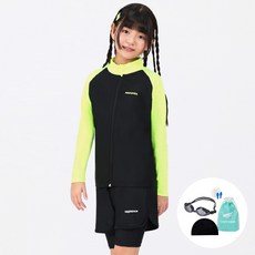 aquatica 防曬拉鍊泳衣 AQAJJ451 + 三分水陸兩用褲 AQA420 + 一般用泳鏡 5件組