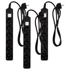 6芯地線型多抽頭黑色, 3個, 3m, 黑色