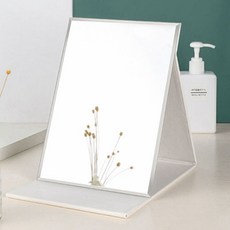 무다스 PU 커버 접이식 휴대용 탁상 거울 중형, 화이트