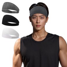 YueseoMu 機能性涼感髮帶組, 黑色 + 灰色 + 白色, 3個