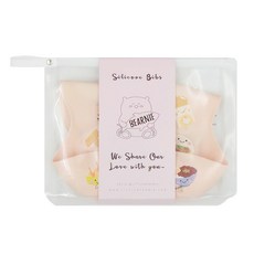 Little Bearnie 台灣小吃 矽膠圍兜 食品級矽膠材質 適用於3個月以上寶寶, 蜜桃色, 1件, 1個