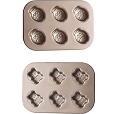 E-Home Baking 6格鯛魚燒烤盤 + 6格熊熊烤盤套組, 1套