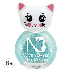 엔비베베 냥냥이 유아 매니큐어, 17 블링하늘, 6개
