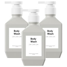 newnlook Poly 按壓瓶 洗髮精 沐浴乳 補充瓶 廚房清潔劑 空瓶 一般型 400ml + B款標籤貼紙 沐浴乳套組, 灰色(空瓶), 3套