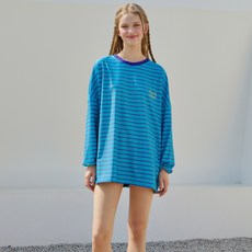 VikiniVender 女款條紋字母寬鬆版防磨衣