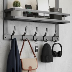 마메 무타공 선반 도어 행거 문걸이 후크 5구, 그레이, 1개