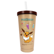 SHIERN-CHIU 廣億實業 PoKeMoN 寶可夢 不鏽鋼吸管杯 P720A, 棕色, 700ml, 1個