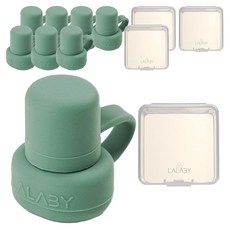 LALABY 矽膠袋用封口蓋 2入組 吸管杯配件, 綠色, 4套, 封口蓋2入(綠色)+收納盒