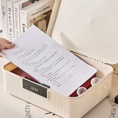 Market Plan Sweet 多功能密碼收納箱, 1個, 白色, 9L