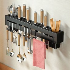 壁掛式廚房收納架, 黑色 D