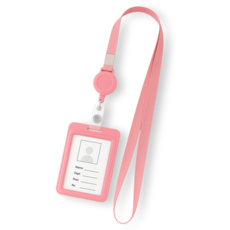 Oblique 員工證掛繩 交通卡伸縮扣, 1個, 粉紅色