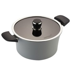 HAPPYCALL 電磁爐適用MONO系列雙耳陶瓷不沾湯鍋+鍋蓋組, 24厘米, 霧灰色
