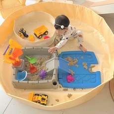 Aipangpang 幼兒遊戲墊 + 不織布袋, 米色圓圈