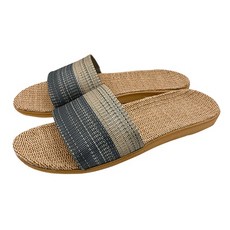 WUWU 文竹 亞麻拖 L035, 黑色, 1雙