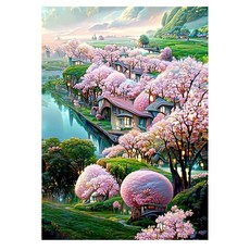 創彩 鑽石畫組 5D鑽石畫, 30*40cm, 春天, 1組
