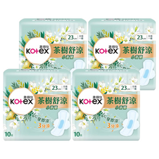 Kotex 靠得住 茶樹舒涼 小蒼蘭 日用衛生棉 護翼型, 23cm, 10片, 4包