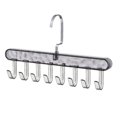 SP SAUCE 省空間8連勾吊帶衣架 PET樹脂+不鏽鋼掛勾, 透明灰色, 1個