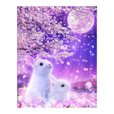 創彩 鑽石畫 40 x 30cm 兔子 DIY 手作 療癒 裝飾, 1個